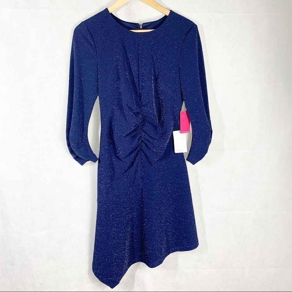 Vince Camuto Ruched Sparkle Knit BodyCon Asymmetrical dress